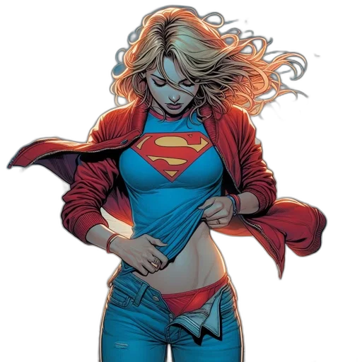 comic book art, concept art, woman, superman transparent PNG cut-out