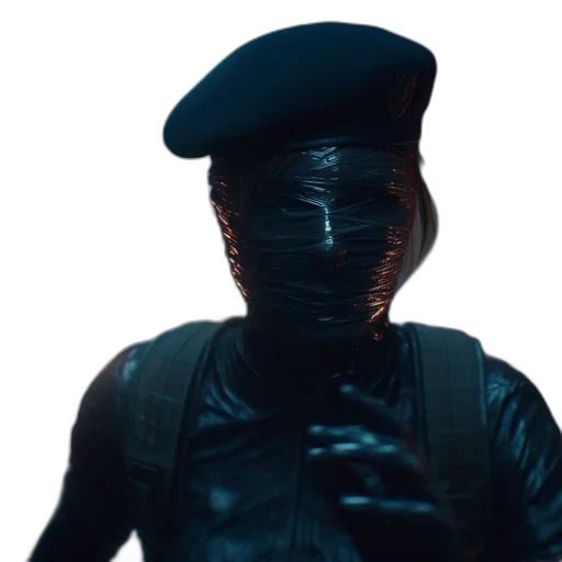 mask, face, jacket, staff transparent PNG cut-out