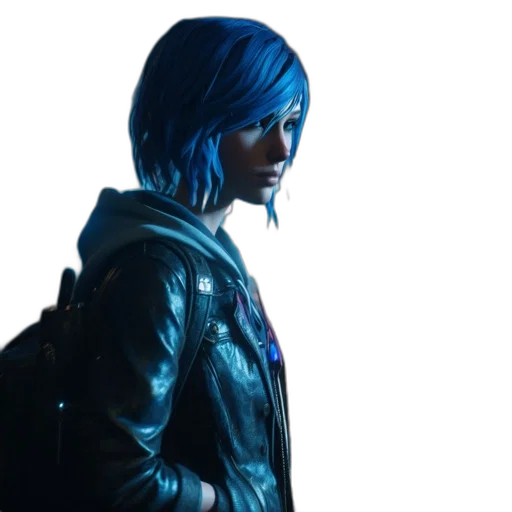 jacket, face, concept art, cyberpunk transparent PNG cut-out