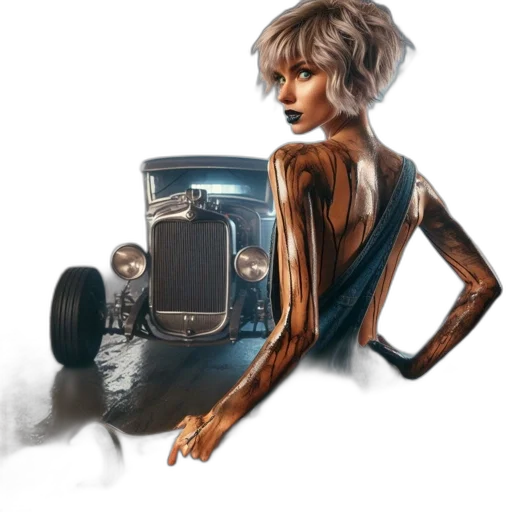 robot, car, dress, hair transparent PNG cut-out