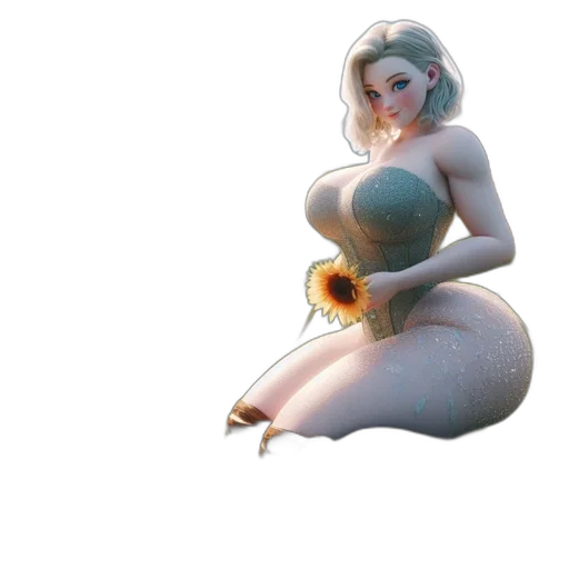 dress, flower, robot, creature transparent PNG cut-out
