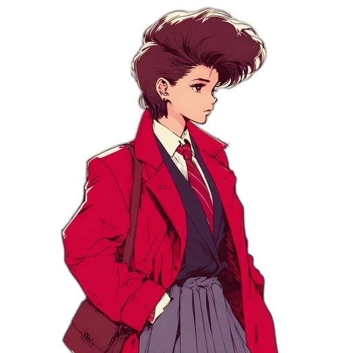 jacket, staff, dress, hair transparent PNG cut-out