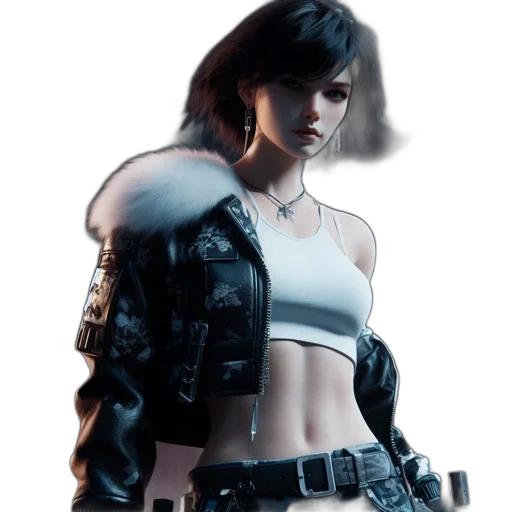 jacket, weapon, concept art, cyberpunk transparent PNG cut-out