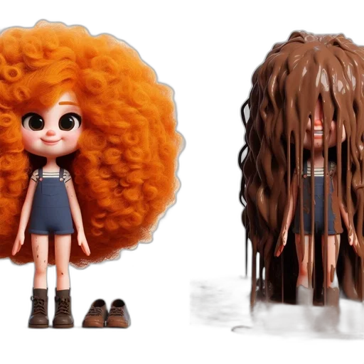 hair, concept art, 3d render, cartoon transparent PNG cut-out