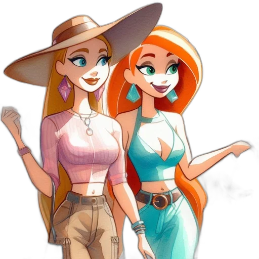 hat, dress, staff, cartoon transparent PNG cut-out