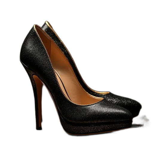 shoes, 3d render, photorealistic, gold transparent PNG cut-out