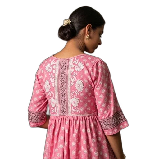 dress, pink, printed, cotton transparent PNG cut-out