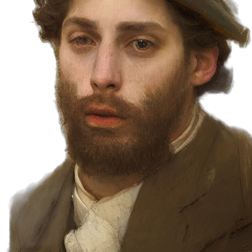 face, hat, staff, photorealistic transparent PNG cut-out