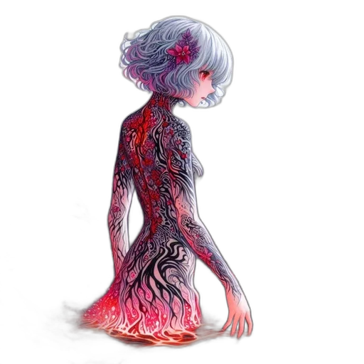 dress, creature, hair, robot transparent PNG cut-out