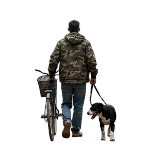 jacket, animal, staff, photorealistic transparent PNG cut-out