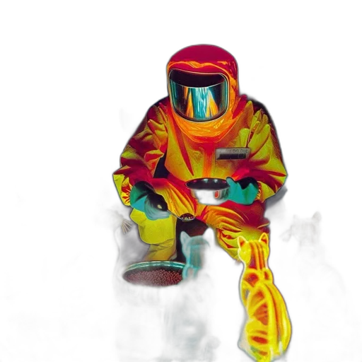 robot, jacket, mask, staff transparent PNG cut-out