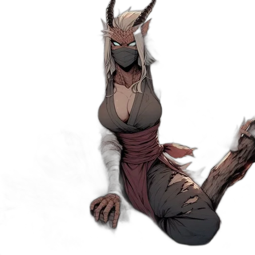 creature, dragon, dress, staff transparent PNG cut-out
