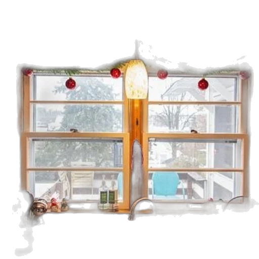 snow, cozy, kitchen, window transparent PNG cut-out