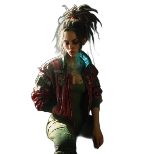 jacket, staff, face, weapon transparent PNG cut-out