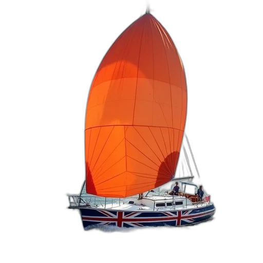 3d render, sailboat, large, orange transparent PNG cut-out