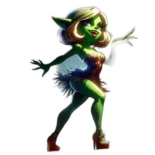 dress, creature, staff, concept art transparent PNG cut-out