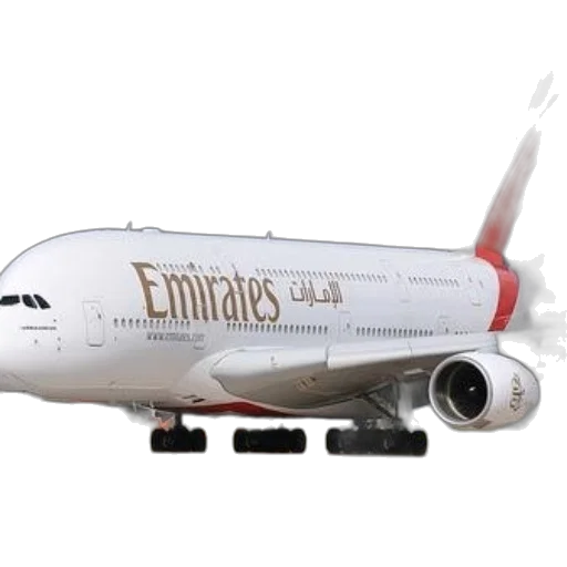 3d render, photorealistic, emirates, airplane transparent PNG cut-out