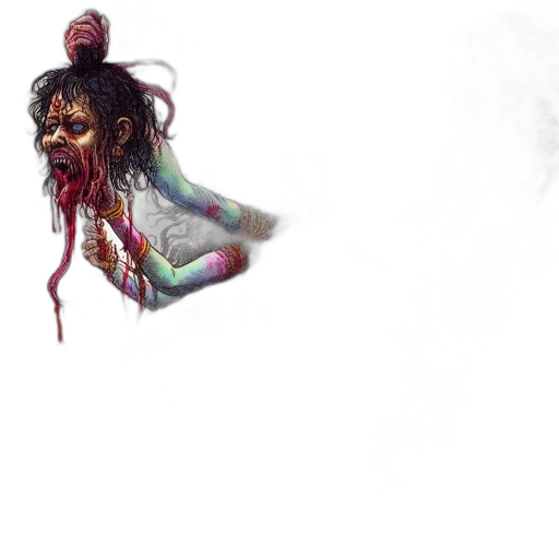 creature, staff, hair, mask transparent PNG cut-out