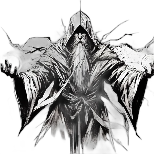 creature, mask, staff, jacket transparent PNG cut-out