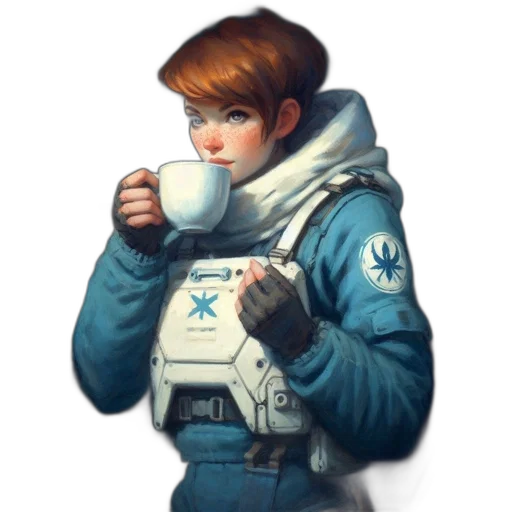 jacket, robot, staff, face transparent PNG cut-out