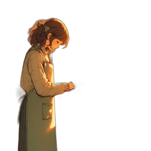 dress, jacket, staff, concept art transparent PNG cut-out
