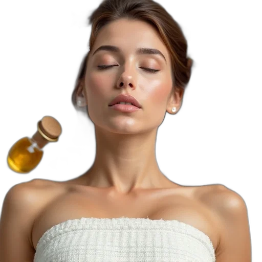 face, jewelry, bottle, photorealistic transparent PNG cut-out