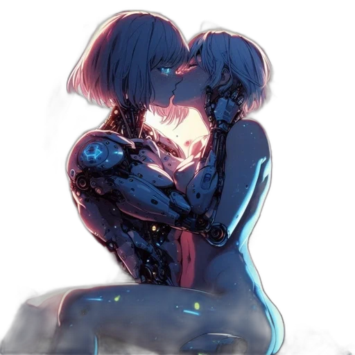 robot, cyberpunk, concept art, pixel art transparent PNG cut-out