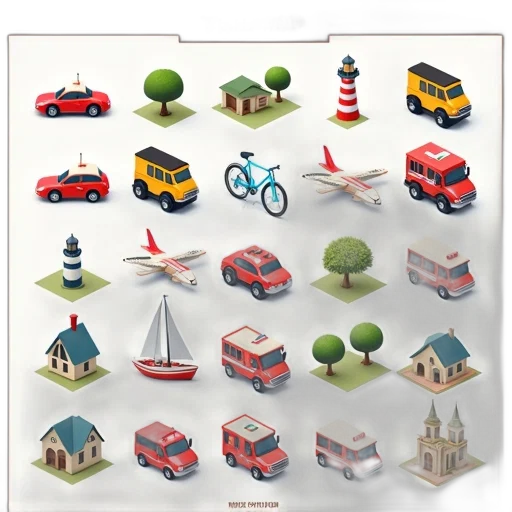 concept art, 3d render, collection, colorful transparent PNG cut-out