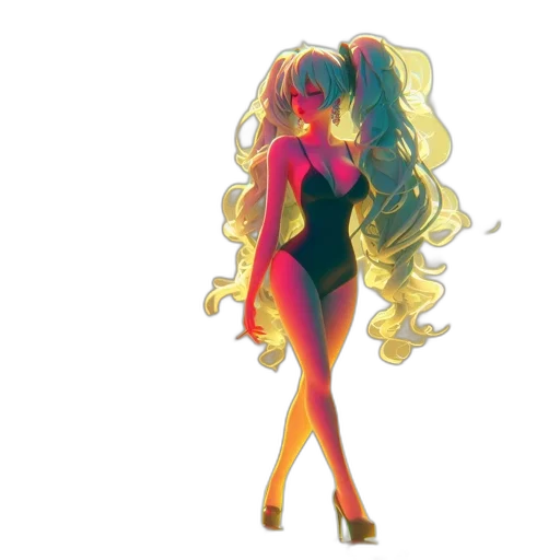 dress, hair, concept art, 3d render transparent PNG cut-out