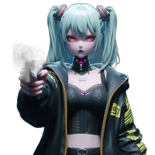 jacket, staff, weapon, robot transparent PNG cut-out