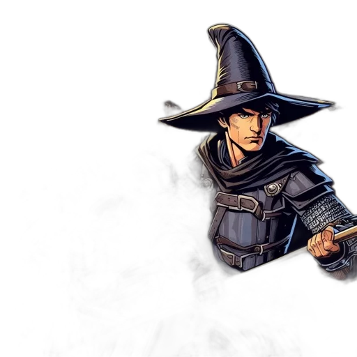 staff, hat, weapon, fantasy art transparent PNG cut-out