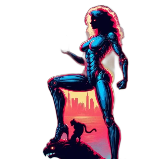 robot, comic book art, concept art, pixel art transparent PNG cut-out