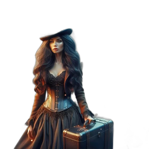 dress, hat, staff, concept art transparent PNG cut-out