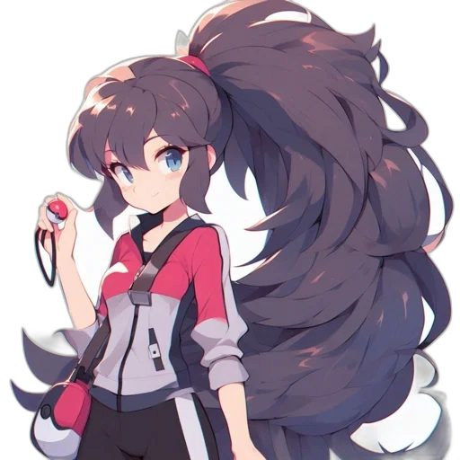 hair, staff, jacket, flower transparent PNG cut-out