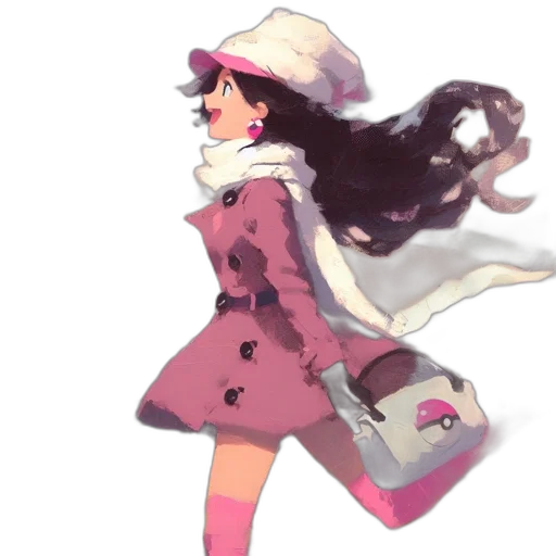 jacket, dress, hat, staff transparent PNG cut-out