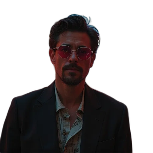 jacket, face, staff, cyberpunk transparent PNG cut-out