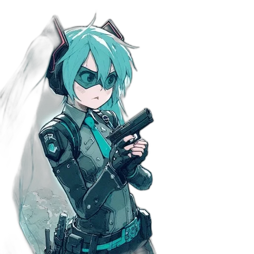 weapon, robot, jacket, staff transparent PNG cut-out