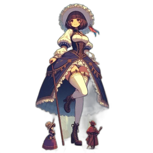 dress, staff, weapon, crown transparent PNG cut-out