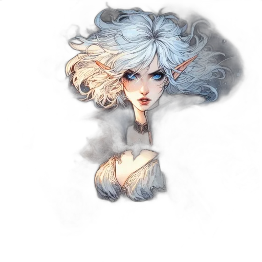 hair, face, staff, jewelry transparent PNG cut-out