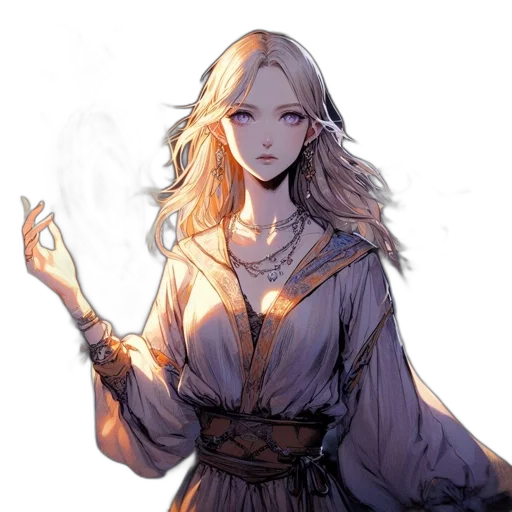 dress, staff, sword, jewelry transparent PNG cut-out