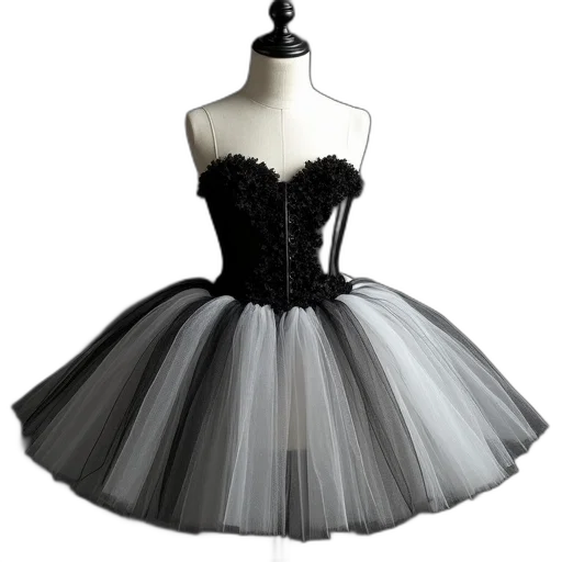 dress, 3d render, monochrome, dark transparent PNG cut-out