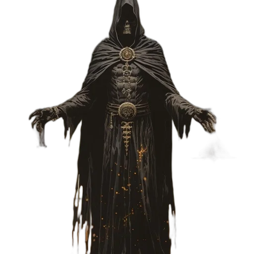 dress, staff, creature, mask transparent PNG cut-out