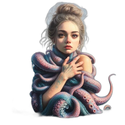 creature, dress, dragon, hair transparent PNG cut-out