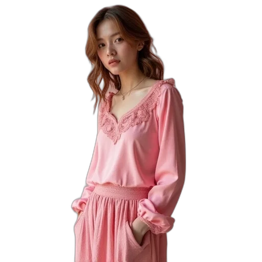 dress, row, pink, long transparent PNG cut-out