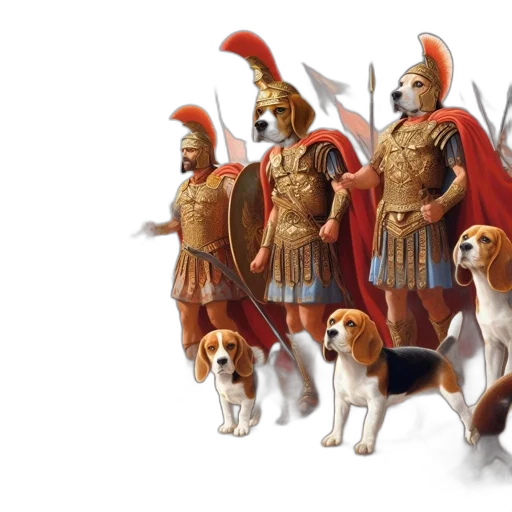 concept art, fantasy art, 3d render, beagles transparent PNG cut-out