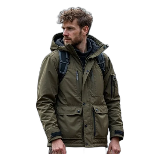 jacket, staff, cyberpunk, concept art transparent PNG cut-out