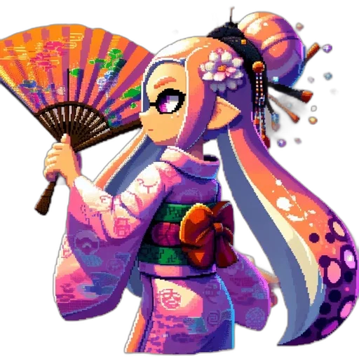 umbrella, staff, anime, pixel art transparent PNG cut-out