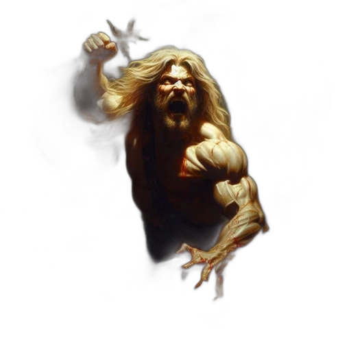 creature, hair, staff, fantasy art transparent PNG cut-out