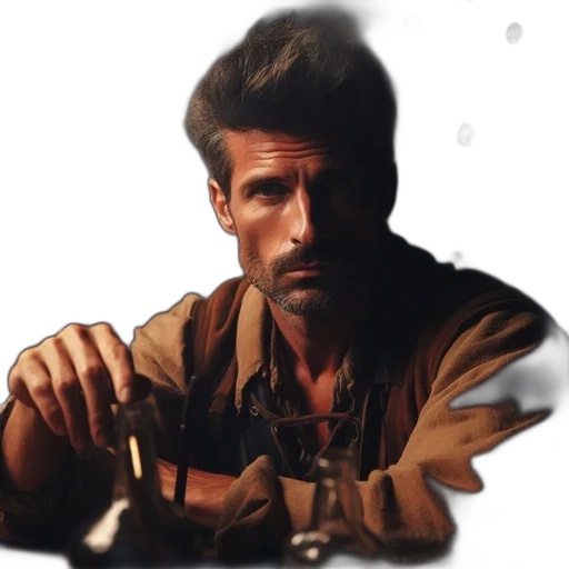 jacket, weapon, staff, face transparent PNG cut-out