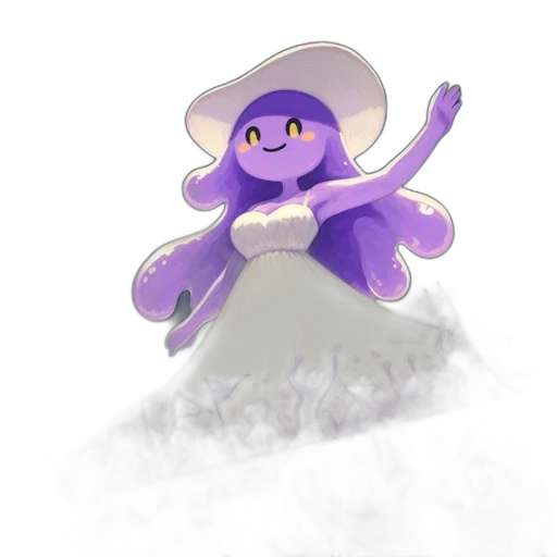 creature, hat, staff, dress transparent PNG cut-out